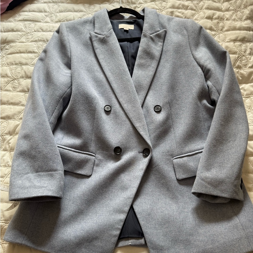 LOFT Blue Double-Breasted Blazer